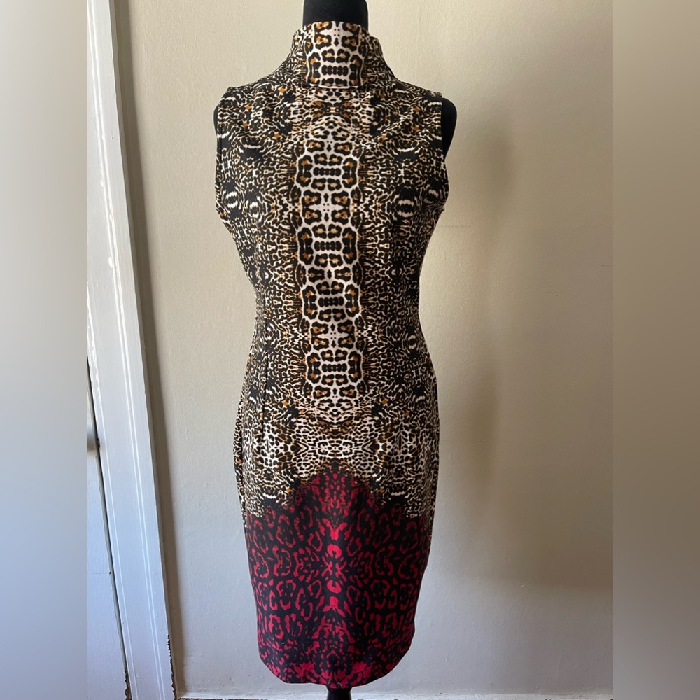 Venus sleeveless animal print turtleneck dress, size M, like new